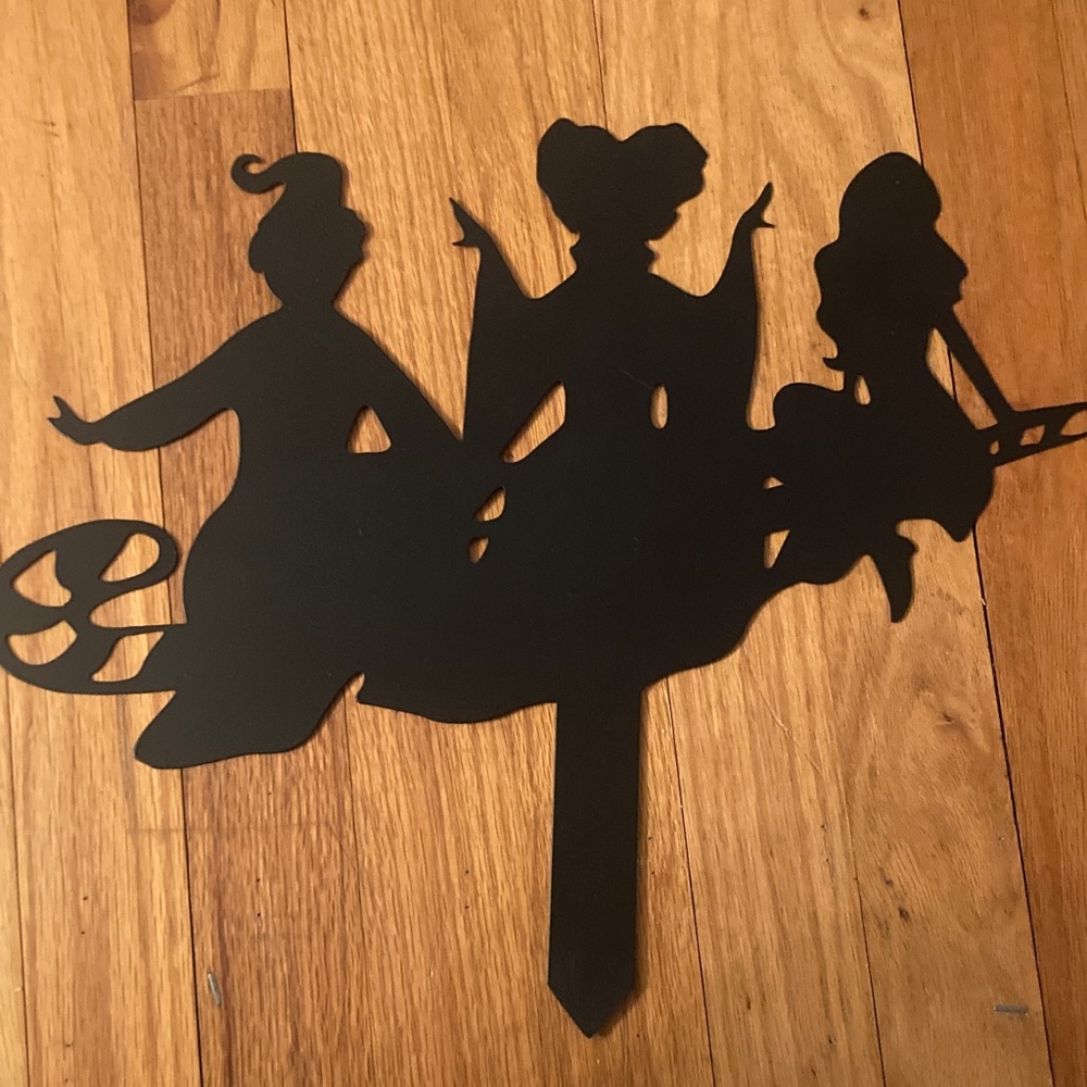 Black Silhouette Hocus Pocus Metal Garden Sign